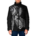 Aotearoa Moko Tribal Tattoo Padded Jacket New Zealand Maori Penguin and Fantail Black Color