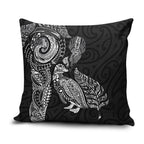 Aotearoa Moko Tribal Tattoo Pillow Cover New Zealand Maori Penguin and Fantail Black Color