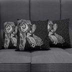 Aotearoa Moko Tribal Tattoo Pillow Cover New Zealand Maori Penguin and Fantail Black Color