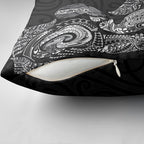 Aotearoa Moko Tribal Tattoo Pillow Cover New Zealand Maori Penguin and Fantail Black Color