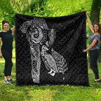 Aotearoa Moko Tribal Tattoo Quilt New Zealand Maori Penguin and Fantail Black Color