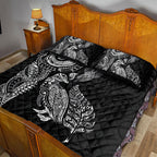Aotearoa Moko Tribal Tattoo Quilt Bed Set New Zealand Maori Penguin and Fantail Black Color
