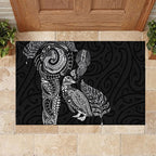 Aotearoa Moko Tribal Tattoo Rubber Doormat New Zealand Maori Penguin and Fantail Black Color