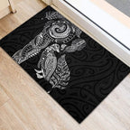 Aotearoa Moko Tribal Tattoo Rubber Doormat New Zealand Maori Penguin and Fantail Black Color