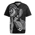 Aotearoa Moko Tribal Tattoo Rugby Jersey New Zealand Maori Penguin and Fantail Black Color