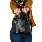 Aotearoa Moko Tribal Tattoo Shoulder Handbag New Zealand Maori Penguin and Fantail Black Color