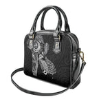 Aotearoa Moko Tribal Tattoo Shoulder Handbag New Zealand Maori Penguin and Fantail Black Color
