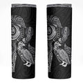 Aotearoa Moko Tribal Tattoo Skinny Tumbler New Zealand Maori Penguin and Fantail Black Color