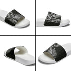 Aotearoa Moko Tribal Tattoo Slide Sandals New Zealand Maori Penguin and Fantail Black Color