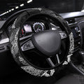 Aotearoa Moko Tribal Tattoo Steering Wheel Cover New Zealand Maori Penguin and Fantail Black Color