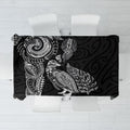 Aotearoa Moko Tribal Tattoo Tablecloth New Zealand Maori Penguin and Fantail Black Color