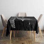 Aotearoa Moko Tribal Tattoo Tablecloth New Zealand Maori Penguin and Fantail Black Color