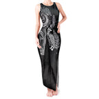 Aotearoa Moko Tribal Tattoo Tank Maxi Dress New Zealand Maori Penguin and Fantail Black Color