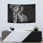 Aotearoa Moko Tribal Tattoo Tapestry New Zealand Maori Penguin and Fantail Black Color
