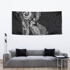 Aotearoa Moko Tribal Tattoo Tapestry New Zealand Maori Penguin and Fantail Black Color
