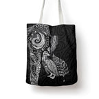 Aotearoa Moko Tribal Tattoo Tote Bag New Zealand Maori Penguin and Fantail Black Color