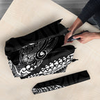 Aotearoa Moko Tribal Tattoo Umbrella New Zealand Maori Penguin and Fantail Black Color
