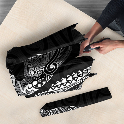 Aotearoa Moko Tribal Tattoo Umbrella New Zealand Maori Penguin and Fantail Black Color