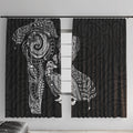 Aotearoa Moko Tribal Tattoo Window Curtain New Zealand Maori Penguin and Fantail Black Color
