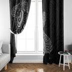 Aotearoa Moko Tribal Tattoo Window Curtain New Zealand Maori Penguin and Fantail Black Color