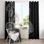 Aotearoa Moko Tribal Tattoo Window Curtain New Zealand Maori Penguin and Fantail Black Color