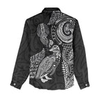 Aotearoa Moko Tribal Tattoo Women Casual Shirt New Zealand Maori Penguin and Fantail Black Color