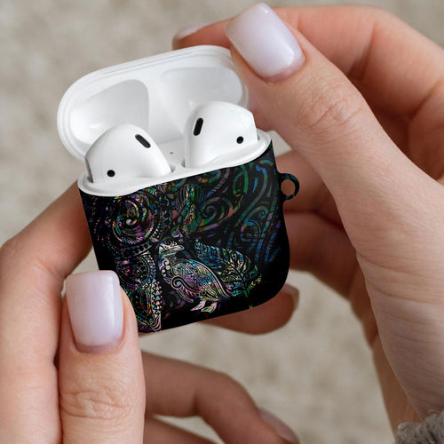 Aotearoa Moko Tribal Tattoo AirPods Case New Zealand Maori Penguin and Fantail Paua Shell Style