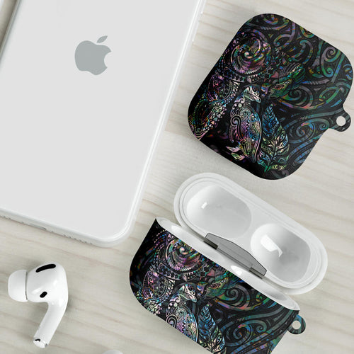 Aotearoa Moko Tribal Tattoo AirPods Case New Zealand Maori Penguin and Fantail Paua Shell Style
