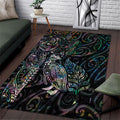 Aotearoa Moko Tribal Tattoo Area Rug New Zealand Maori Penguin and Fantail Paua Shell Style