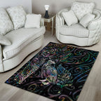 Aotearoa Moko Tribal Tattoo Area Rug New Zealand Maori Penguin and Fantail Paua Shell Style