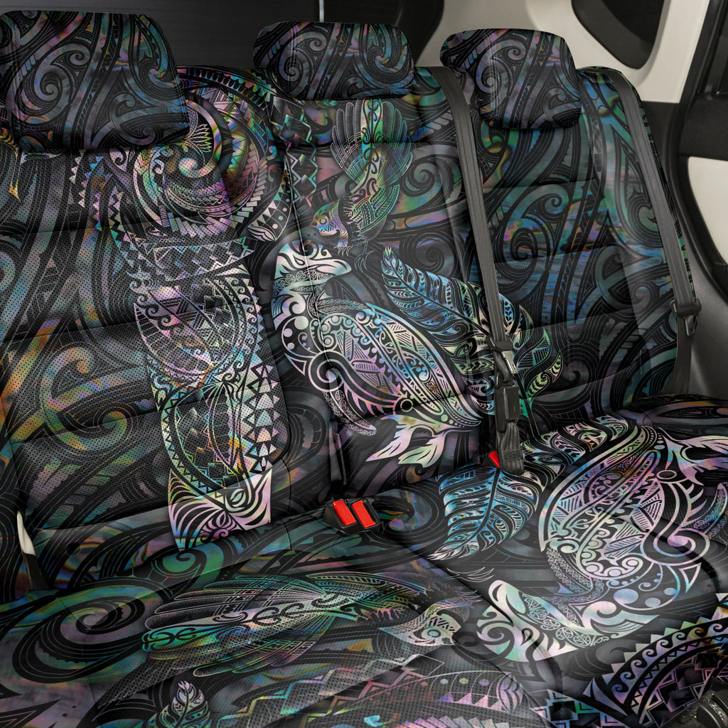 Aotearoa Moko Tribal Tattoo Back Car Seat Cover New Zealand Maori Penguin and Fantail Paua Shell Style