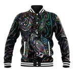 Aotearoa Moko Tribal Tattoo Baseball Jacket New Zealand Maori Penguin and Fantail Paua Shell Style
