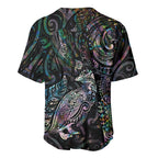 Aotearoa Moko Tribal Tattoo Baseball Jersey New Zealand Maori Penguin and Fantail Paua Shell Style