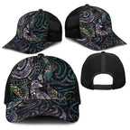 Aotearoa Moko Tribal Tattoo Baseball Net Cap New Zealand Maori Penguin and Fantail Paua Shell Style