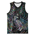 Aotearoa Moko Tribal Tattoo Basketball Jersey New Zealand Maori Penguin and Fantail Paua Shell Style