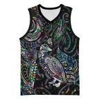 Aotearoa Moko Tribal Tattoo Basketball Jersey New Zealand Maori Penguin and Fantail Paua Shell Style