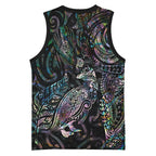 Aotearoa Moko Tribal Tattoo Basketball Jersey New Zealand Maori Penguin and Fantail Paua Shell Style