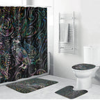 Aotearoa Moko Tribal Tattoo Bathroom Set New Zealand Maori Penguin and Fantail Paua Shell Style