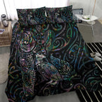 Aotearoa Moko Tribal Tattoo Bedding Set New Zealand Maori Penguin and Fantail Paua Shell Style