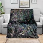 Aotearoa Moko Tribal Tattoo Blanket New Zealand Maori Penguin and Fantail Paua Shell Style