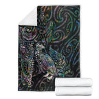 Aotearoa Moko Tribal Tattoo Blanket New Zealand Maori Penguin and Fantail Paua Shell Style