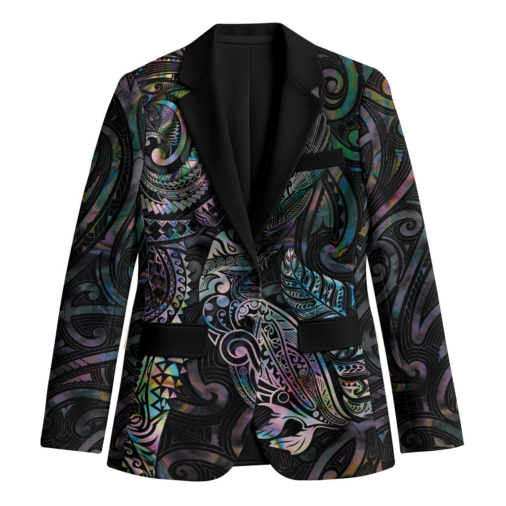 Aotearoa Moko Tribal Tattoo Blazer New Zealand Maori Penguin and Fantail Paua Shell Style