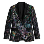 Aotearoa Moko Tribal Tattoo Blazer New Zealand Maori Penguin and Fantail Paua Shell Style
