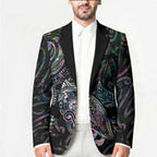Aotearoa Moko Tribal Tattoo Blazer New Zealand Maori Penguin and Fantail Paua Shell Style