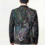 Aotearoa Moko Tribal Tattoo Blazer New Zealand Maori Penguin and Fantail Paua Shell Style