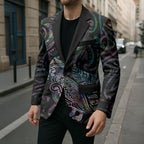Aotearoa Moko Tribal Tattoo Blazer New Zealand Maori Penguin and Fantail Paua Shell Style
