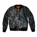 Aotearoa Moko Tribal Tattoo Bomber Jacket New Zealand Maori Penguin and Fantail Paua Shell Style