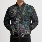 Aotearoa Moko Tribal Tattoo Bomber Puffer Jacket New Zealand Maori Penguin and Fantail Paua Shell Style