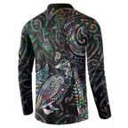 Aotearoa Moko Tribal Tattoo Button Sweatshirt New Zealand Maori Penguin and Fantail Paua Shell Style