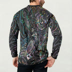 Aotearoa Moko Tribal Tattoo Button Sweatshirt New Zealand Maori Penguin and Fantail Paua Shell Style